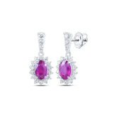 1/2CTW-DIA NK 6X4 MM RUBY-OVAL NAT GEM DANGLING EARRING